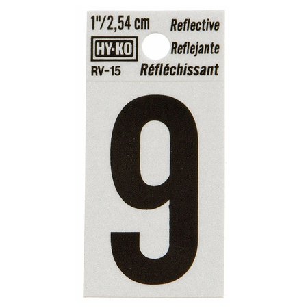 HY-KO 1.25In Reflective Number 9, 10PK B00372